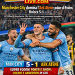 Manchester City domina l’Aek Atene: poker di Foden, finisce 5-1