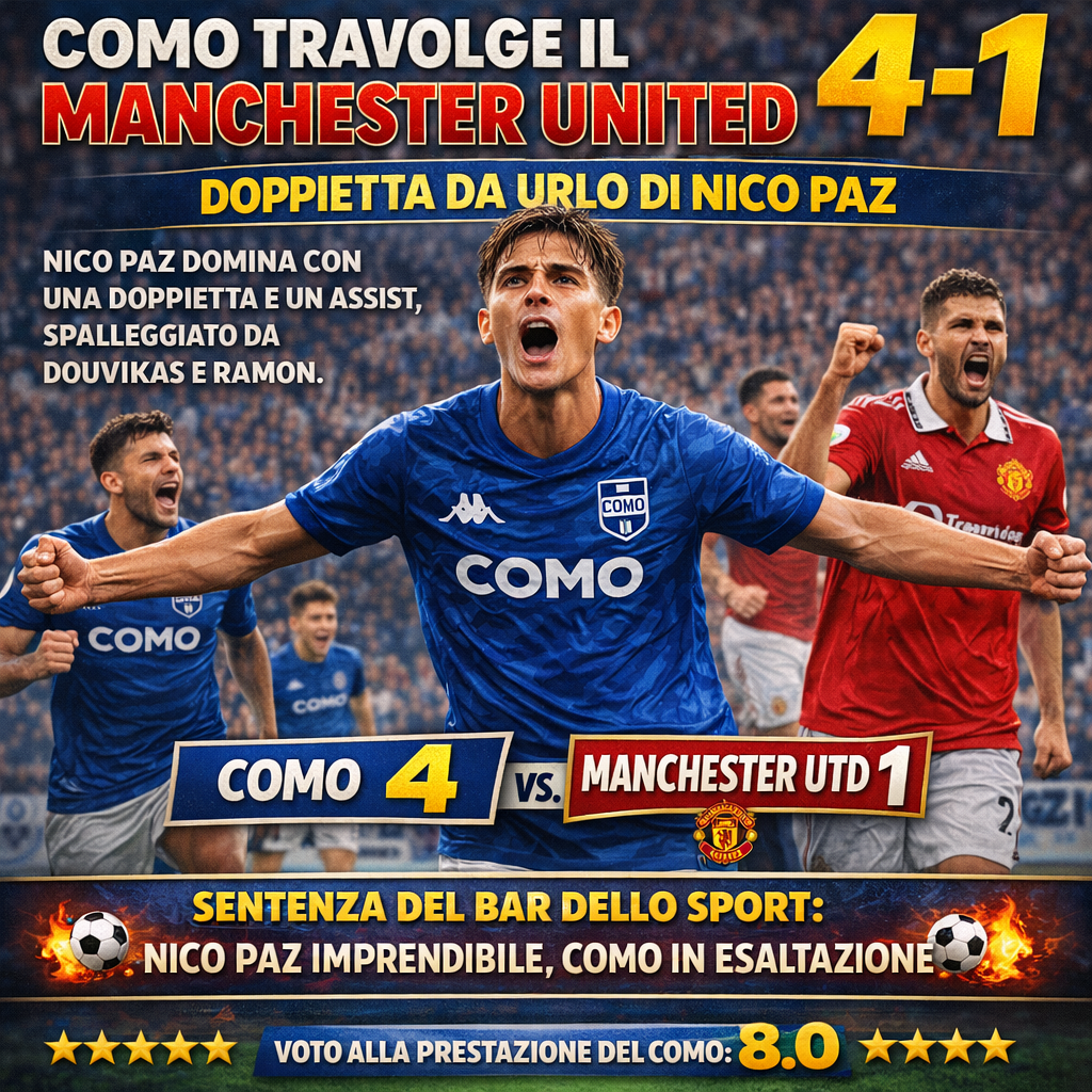 Como travolge il Manchester United 4-1: doppietta da urlo di Nico Paz 8