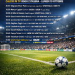 Calcio in tv Ecco il palinsesto di Lunedi’ 19 Ottobre 2026